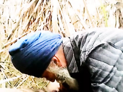 Older Indian Grandfather with beard takes on a thick cumbot condom-free & gets a mouthhole of spunk