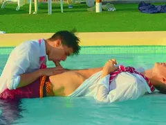 Nathan Luna & Danny Delano's crazy alfresco pool fuck-fest game with regard to a super-fucking-hot Latino added to a red-hot nubile